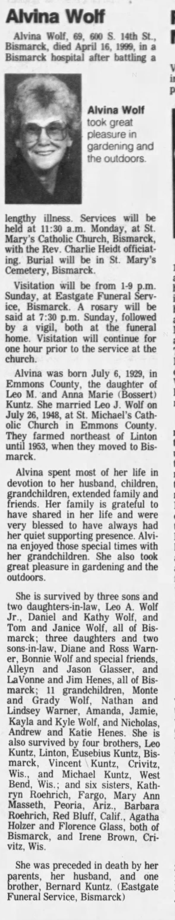 Clipping from The Bismarck Tribune
